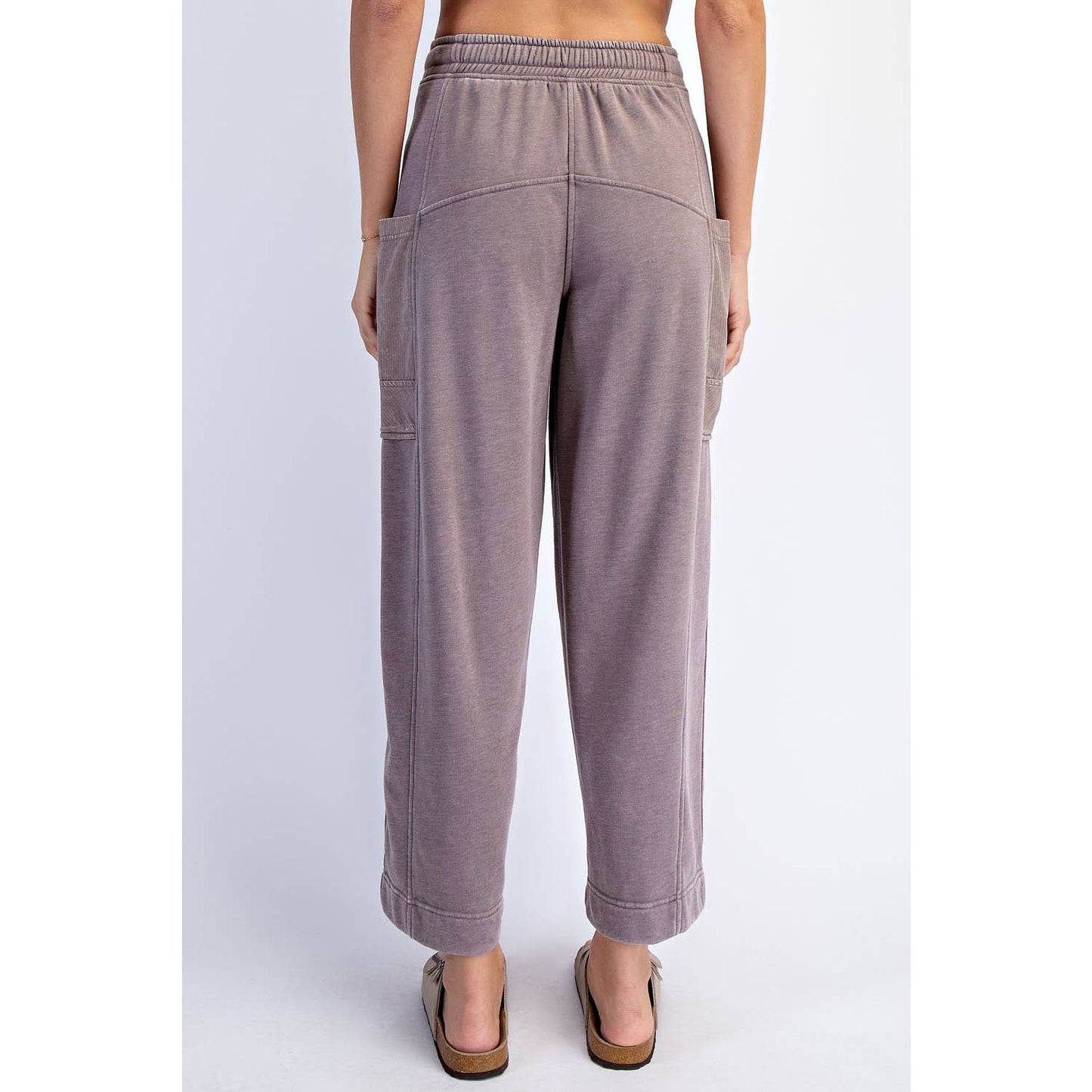 MINERAL WASHED FRENCH TERRY CROPPED CARGO PANT