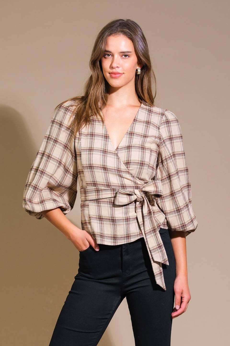 Demure Plaid Top