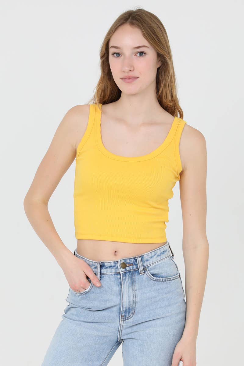 X2CA5-ASIS RIB KNIT SCOOP NECK TANK