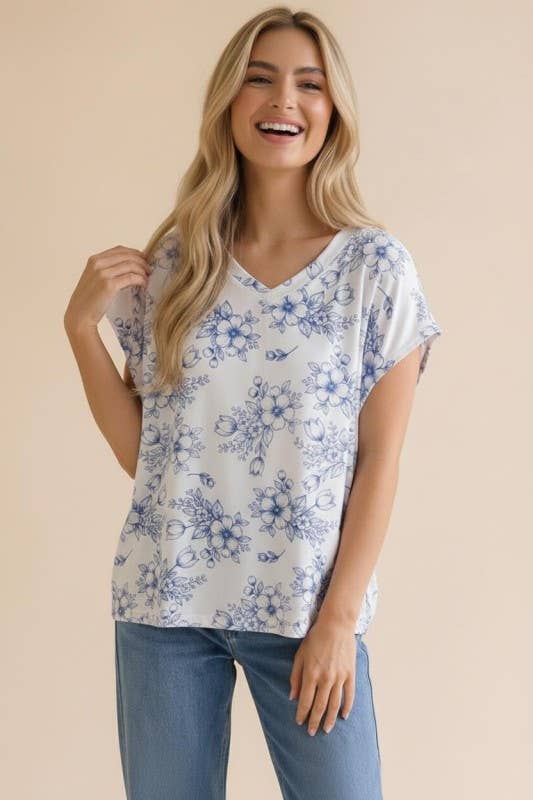 Tulip Floral Print Knit Top