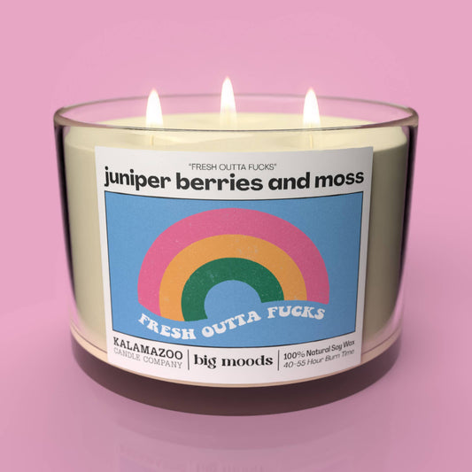 "Fresh Outta Fucks" 3-Wick Soy Candle - Juniper Berry - 14oz