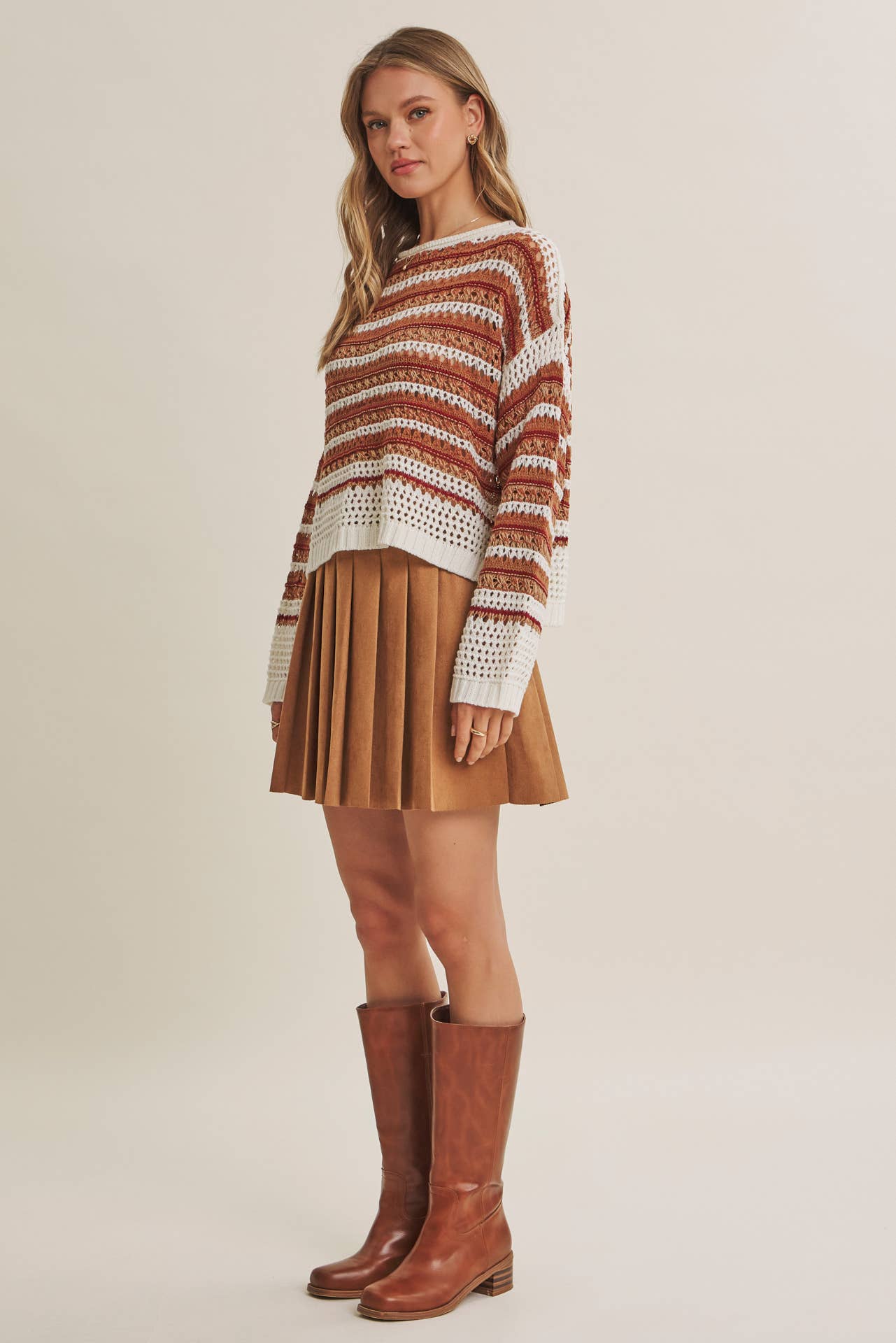 SUNSET DRIVE RELAXED FIT AIRY OPEN-KNIT CROCHET SWEATER