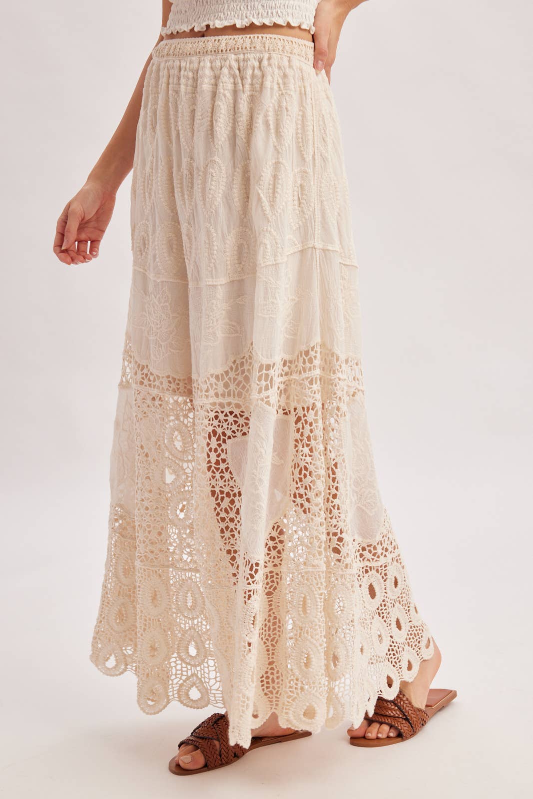 BOHO CROCHET MAXI SKIRT WITH LINING