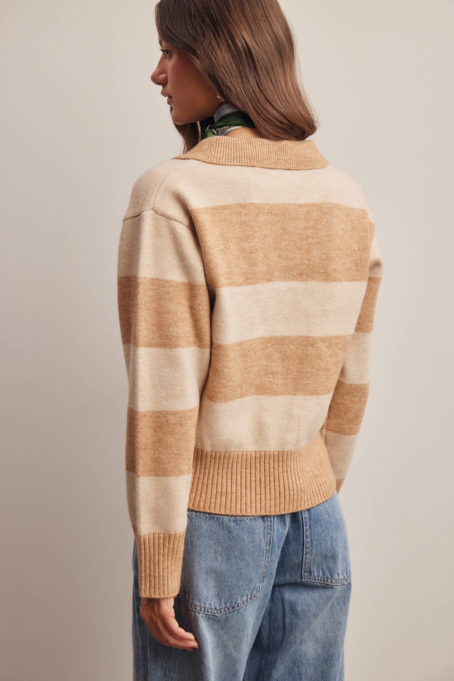 Striped Collared Knit Sweater