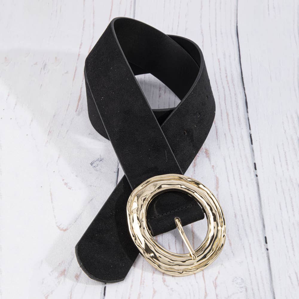 Suede Hammered Round Buckle Belt