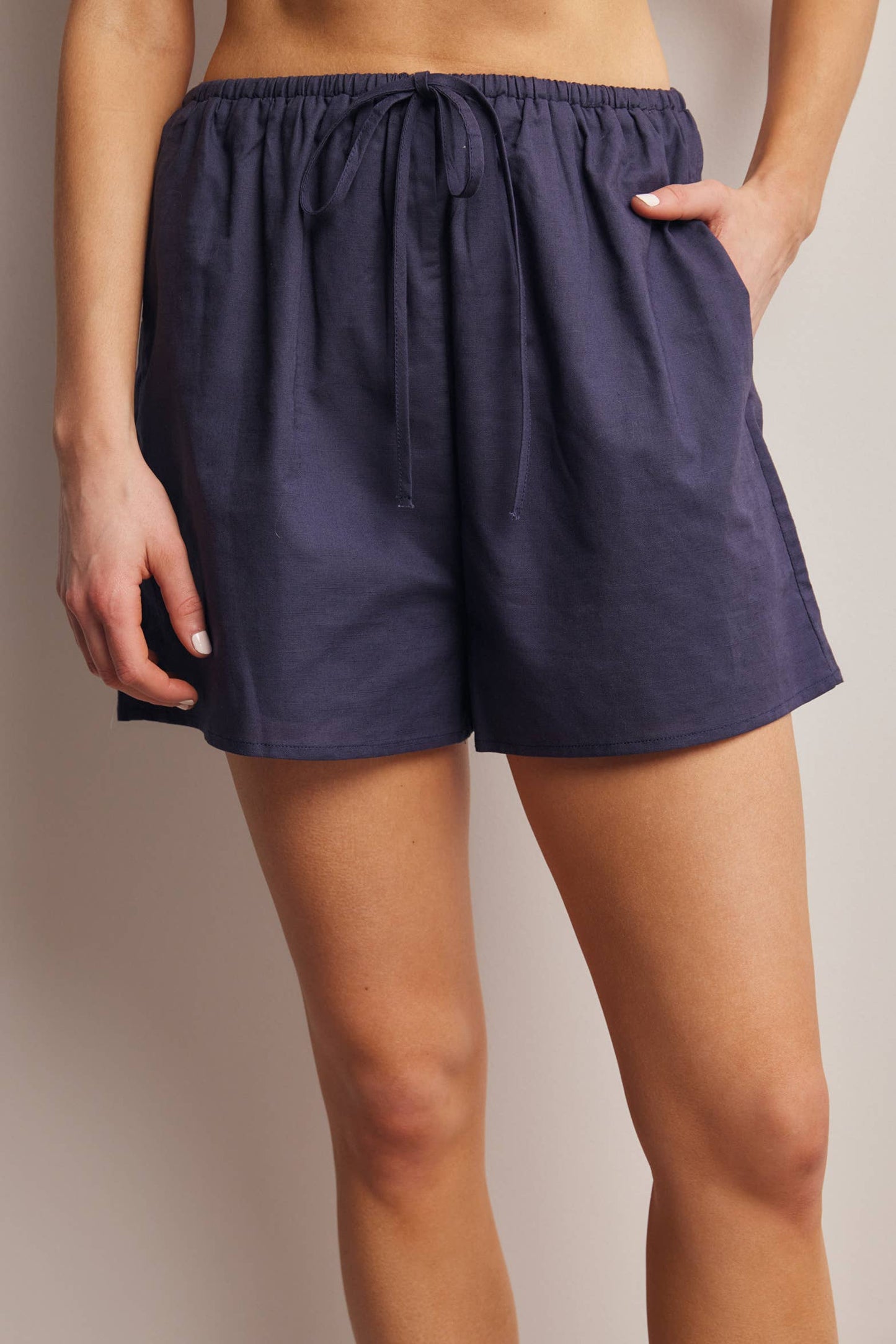 Drawstring Cotton Linen Shorts