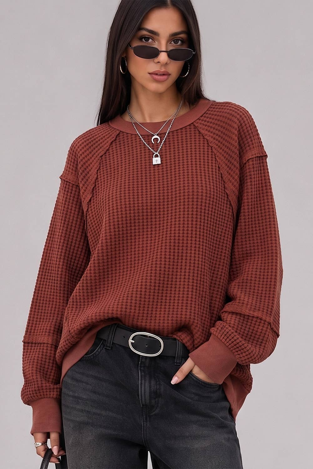Waffle Patch Detail Pullover