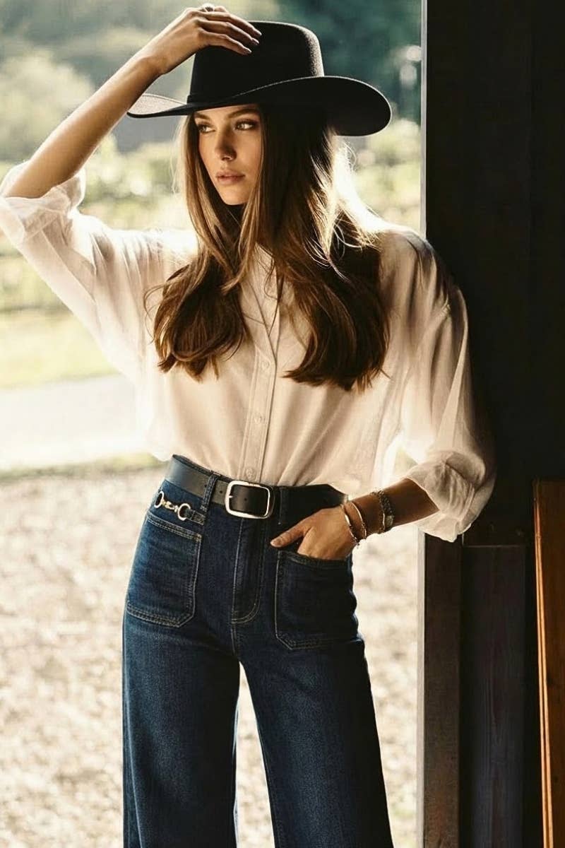 HIGH RISE TUMMY CONTROL METAL CHAIN PERFECT PALAZZO JEAN