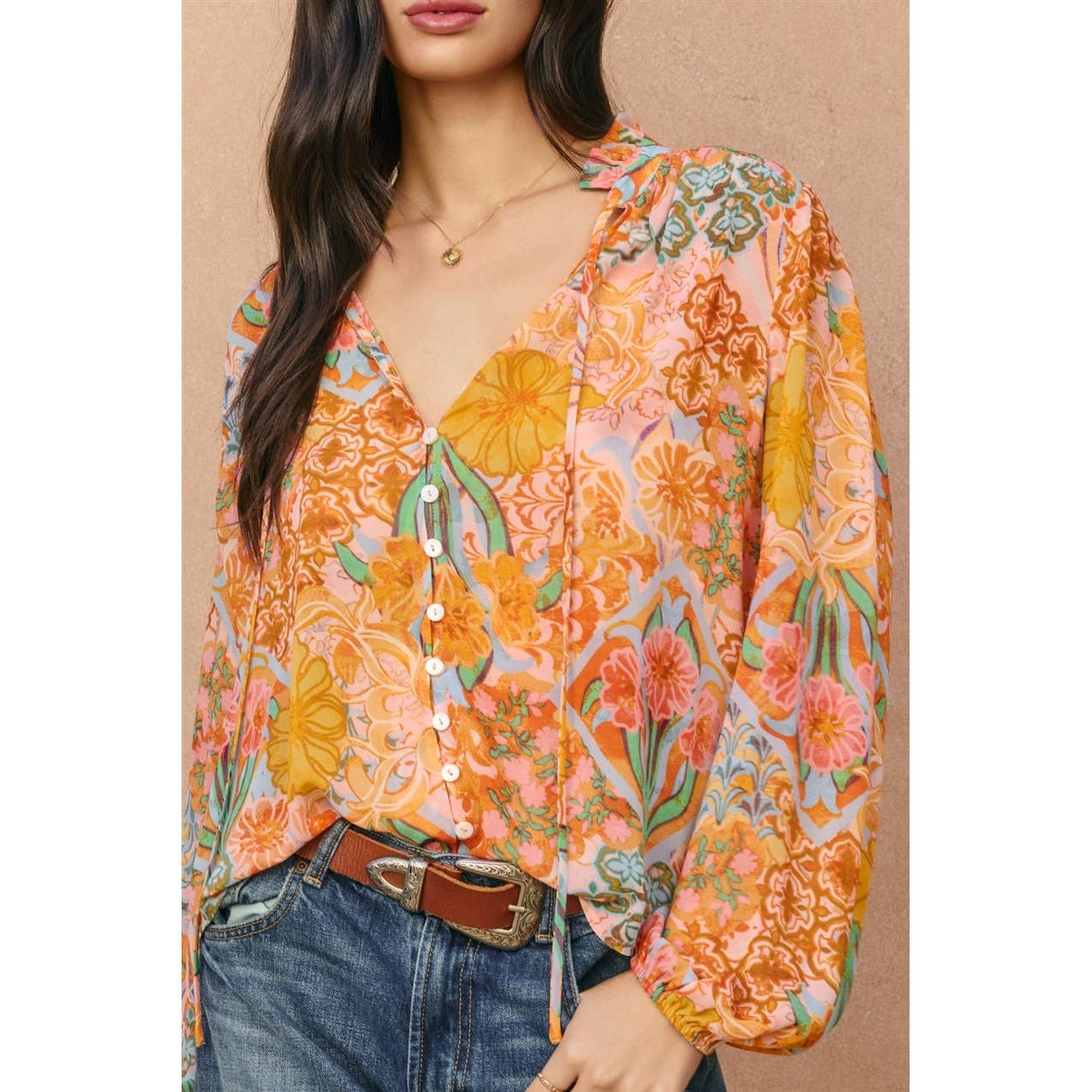 Paisley Balloon Shirring Blouse