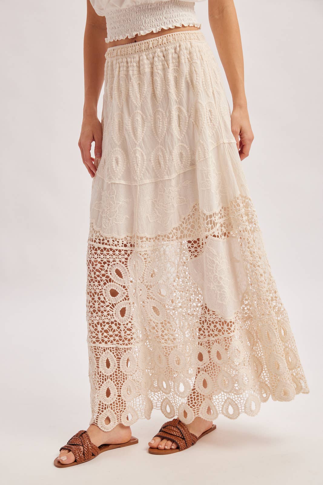 BOHO CROCHET MAXI SKIRT WITH LINING