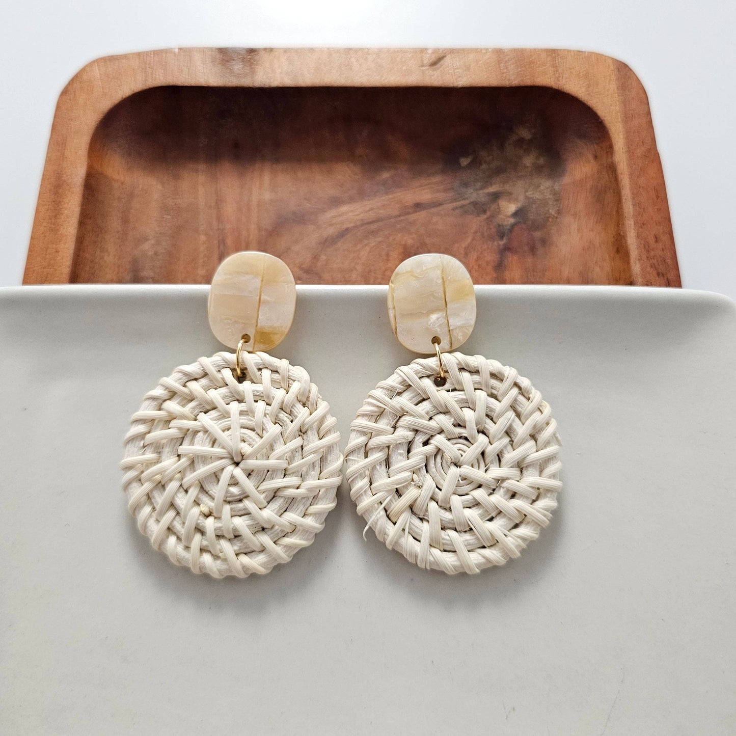 Dominica Earrings - Light Rattan