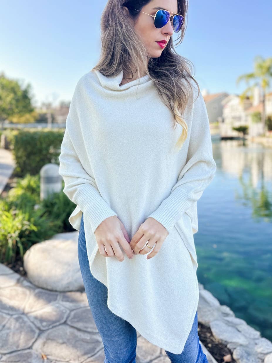 Lurex Knit Dolman Poncho Top