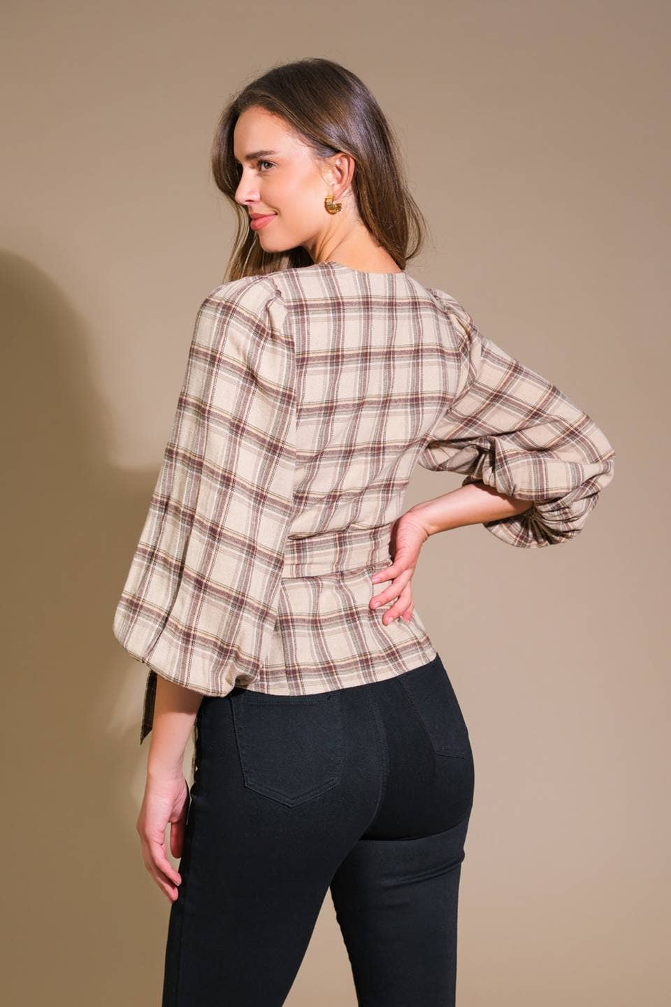 Demure Plaid Top