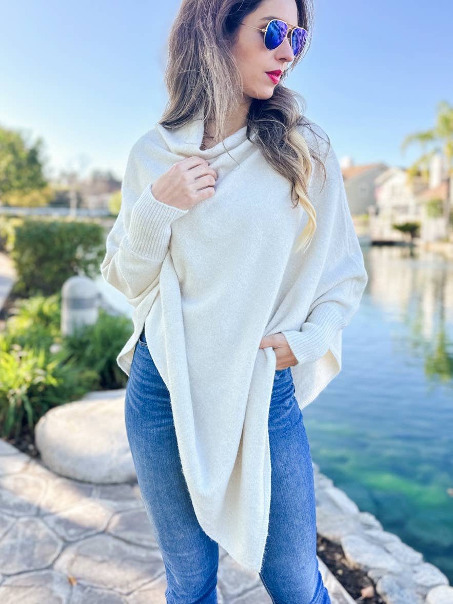Lurex Knit Dolman Poncho Top