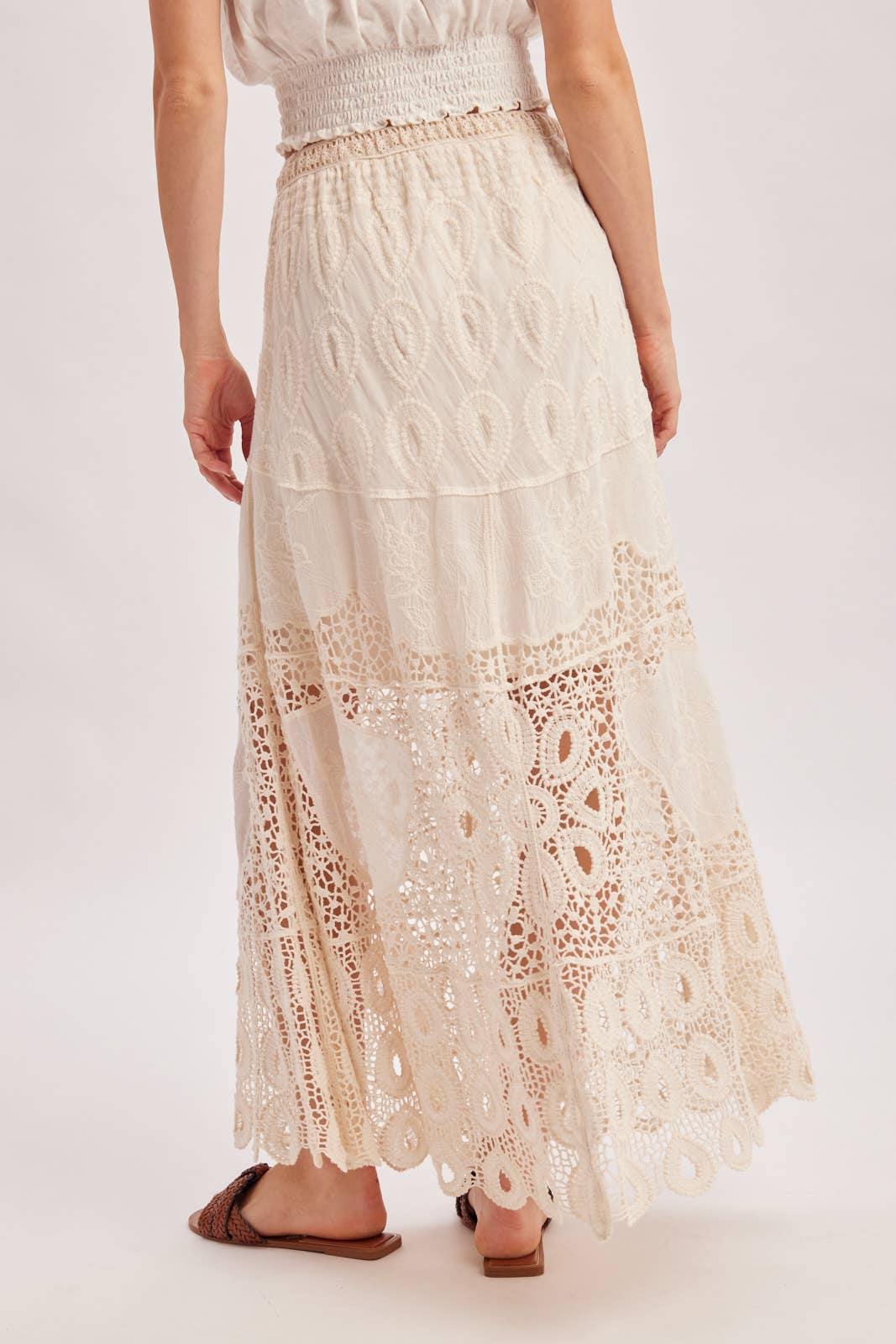 BOHO CROCHET MAXI SKIRT WITH LINING