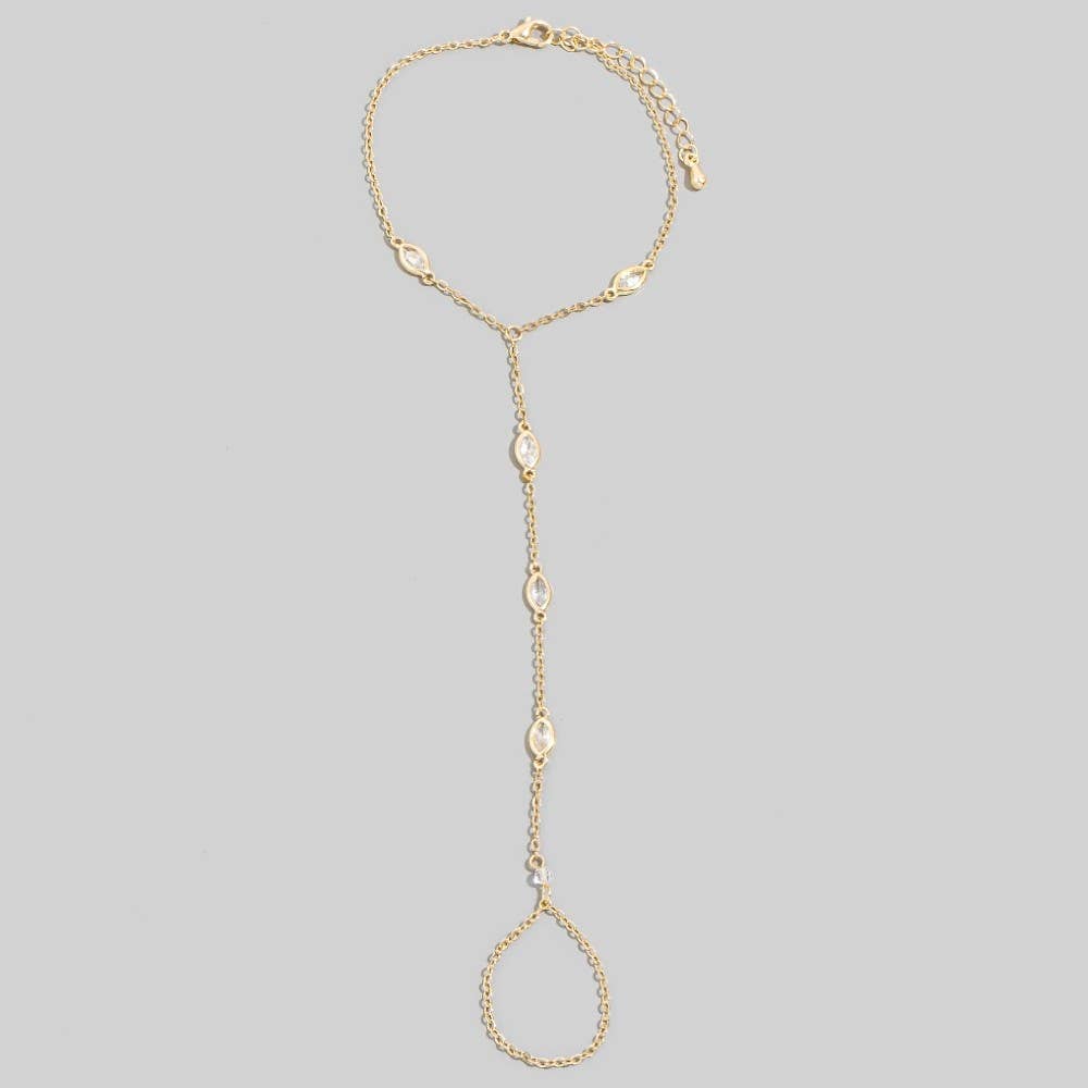 Cz Marquise Hand Chain Bracelet