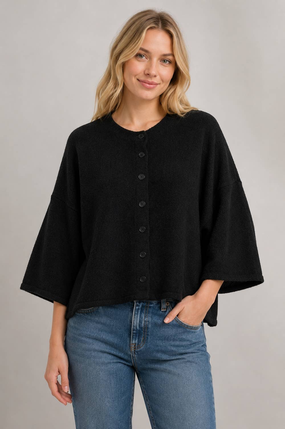 Brushed Knit Cape Cardigan