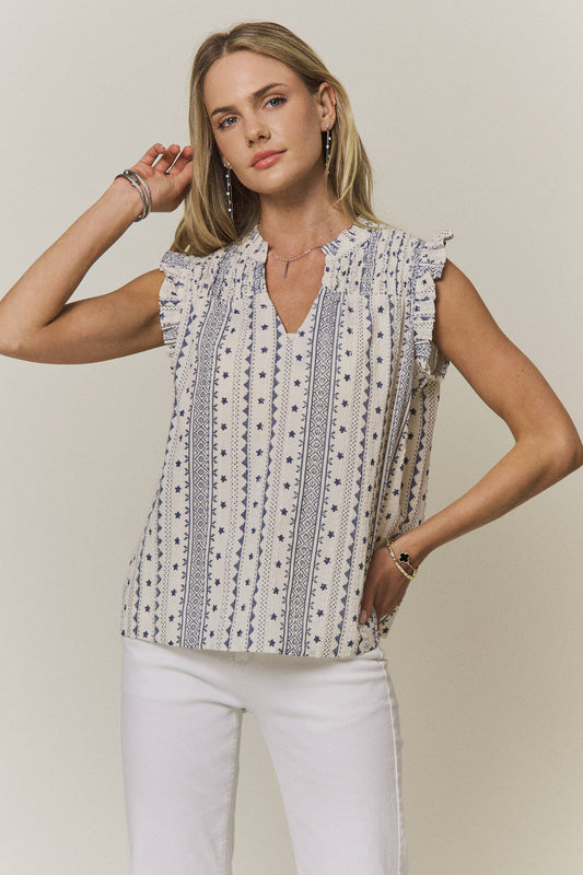 Boho cap sleeve blouse