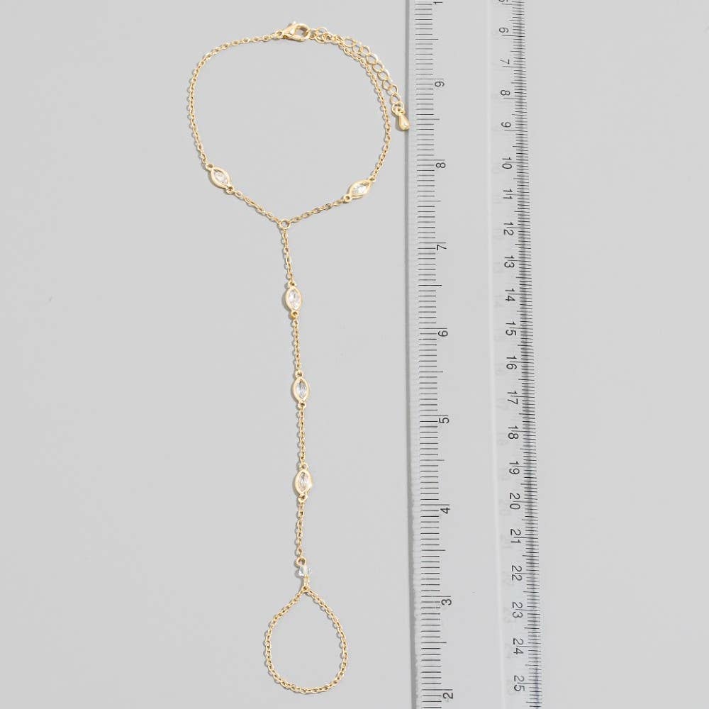 Cz Marquise Hand Chain Bracelet