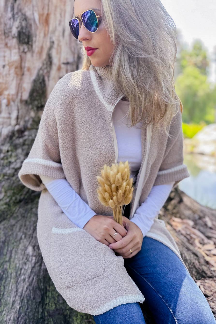 Zip-Up Knit Cardigan with Pockets