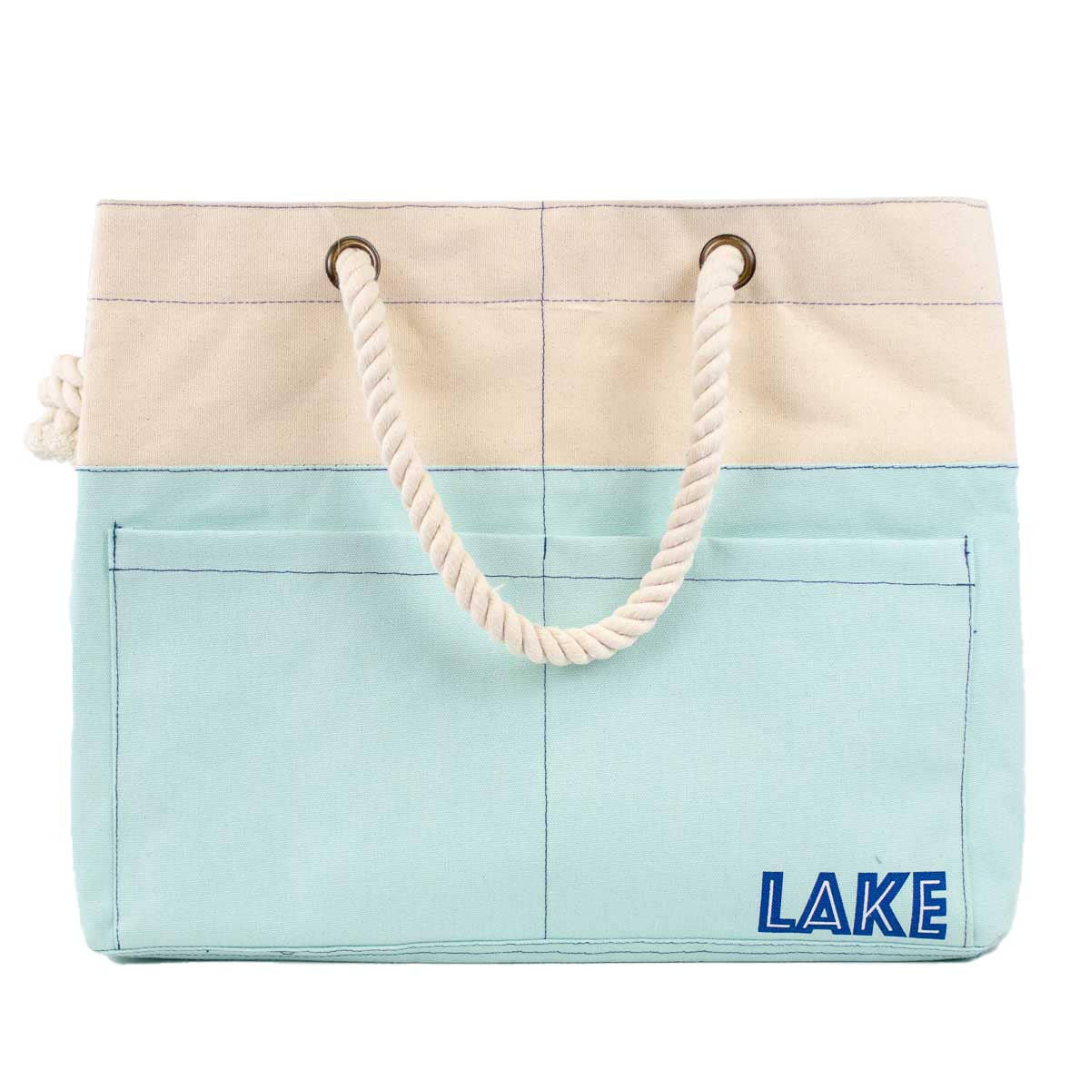 Lake Canvas Pocket Tote    Natural/Sky   18x14x9