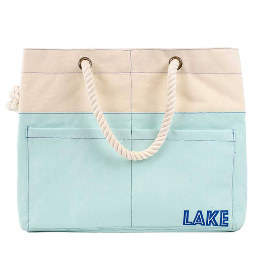 Lake Canvas Pocket Tote    Natural/Sky   18x14x9