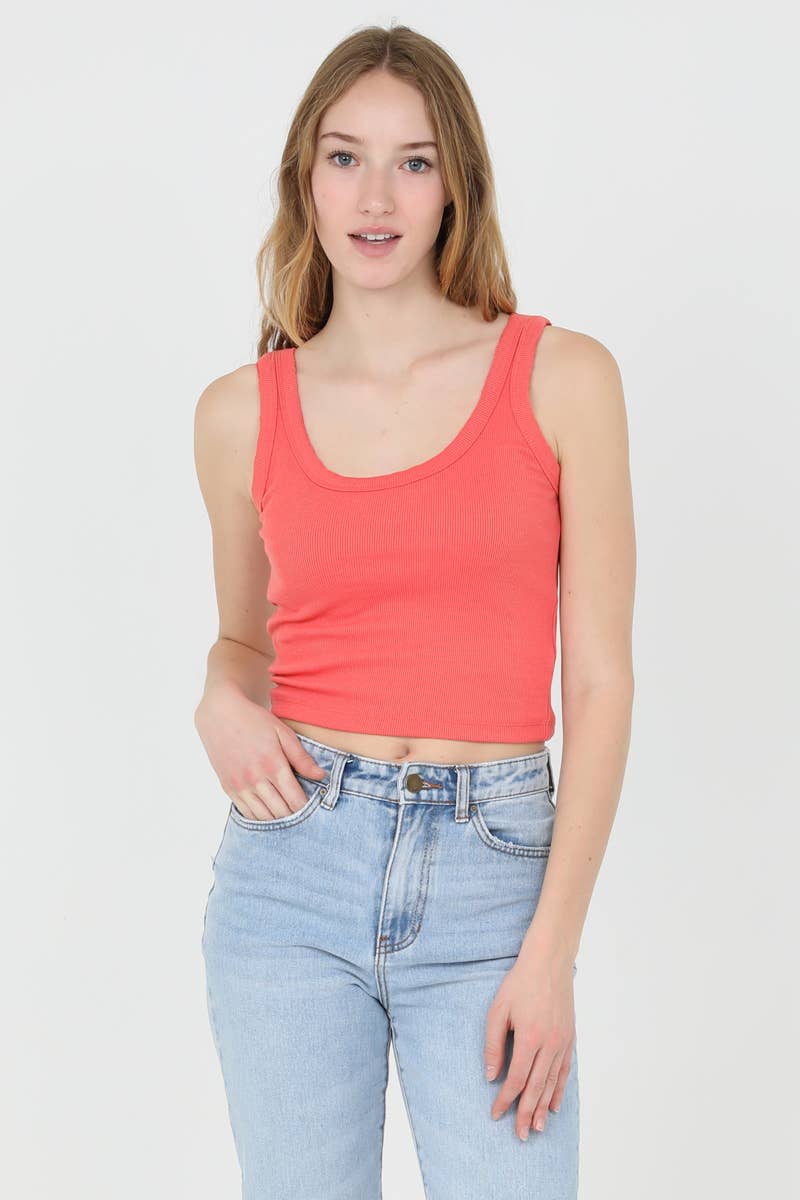 X2CA5-ASIS RIB KNIT SCOOP NECK TANK