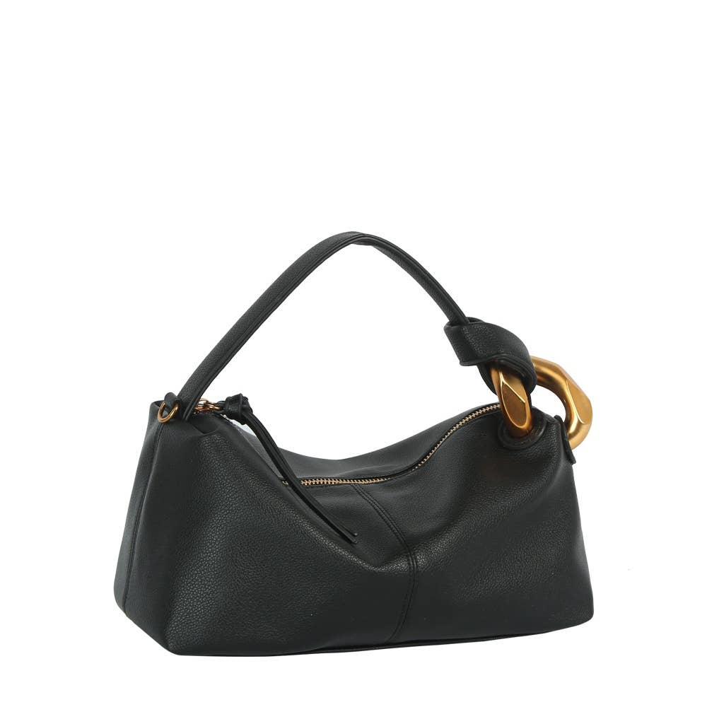 Chunky Link Handle Hobo Baguette Bag