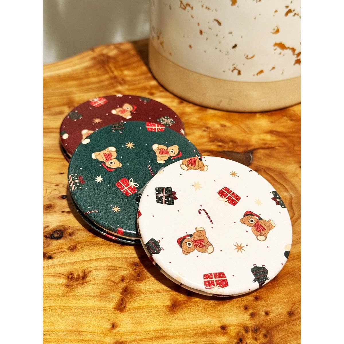 Christmas Santa Bear  Cosmetic Mirror