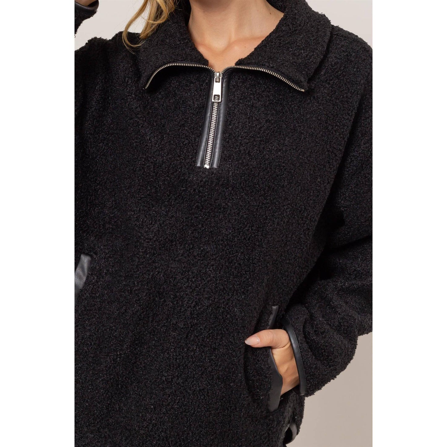 Sherpa Half Zip Collared Pullover