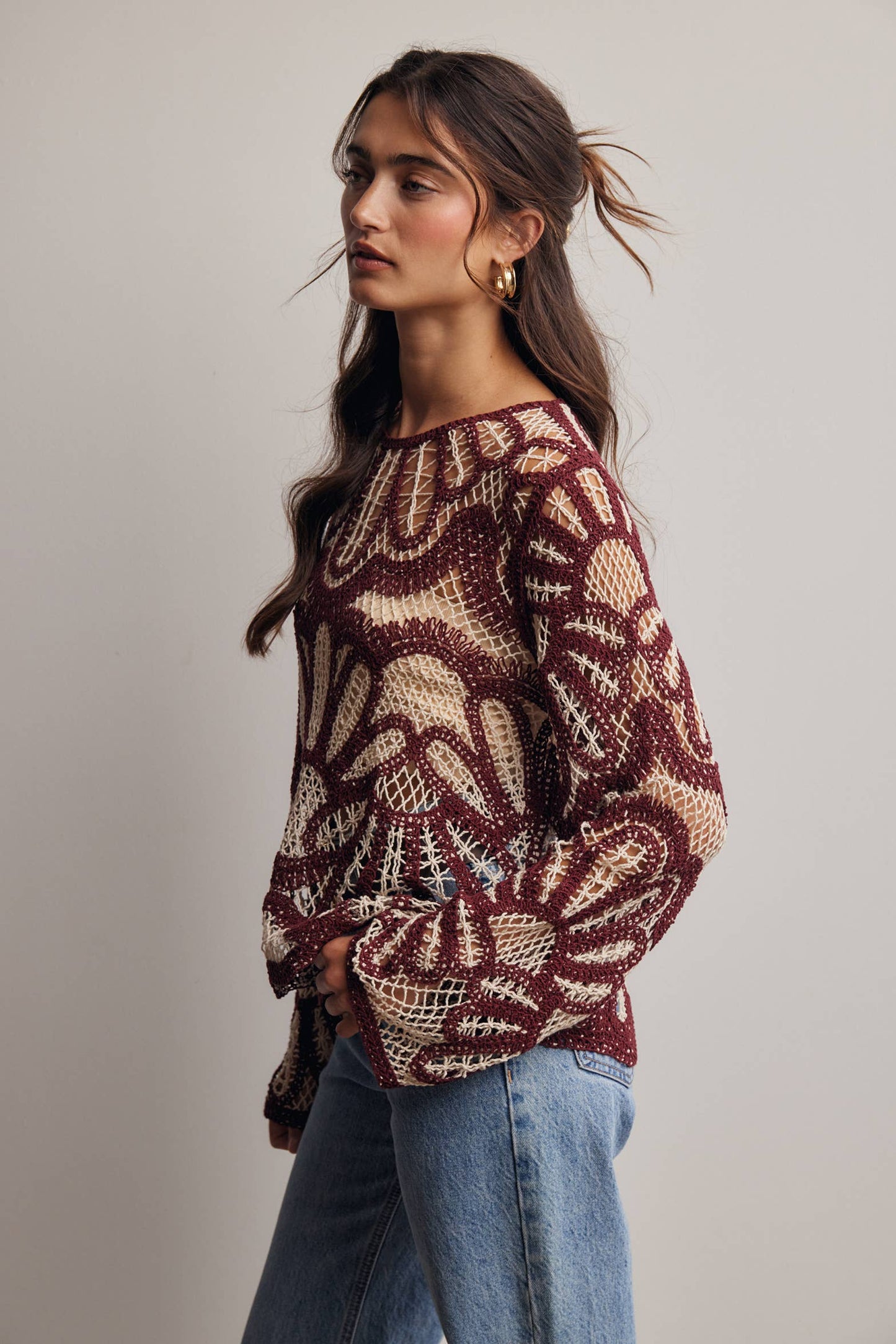 Crochet Floral Pattern Sweater