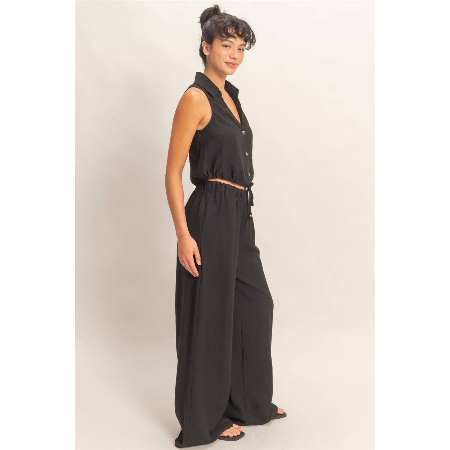 Button Front Vest Pants Set