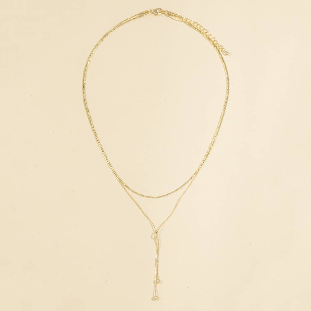 Dainty Double Layer Lariat Drop Necklace