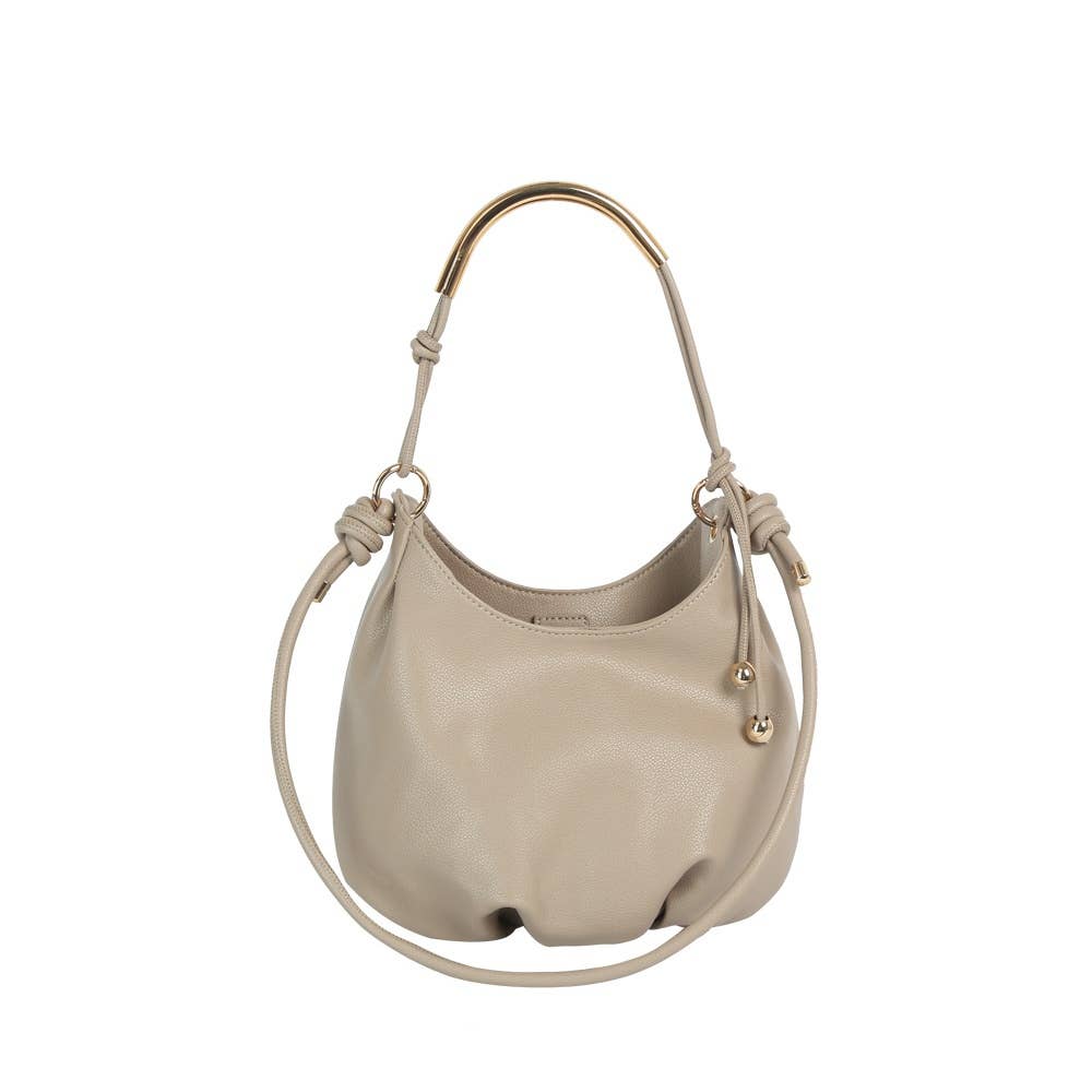 Curved Bar Handle Slouchy Bucket Bag