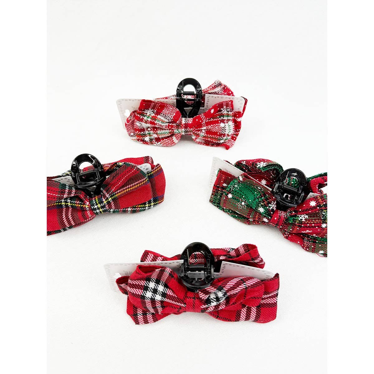 Christmas Fabric Bow Hair Claw Clip