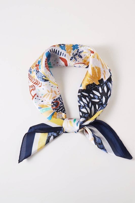 Multi Flower Leavees Print Bandana Scarf