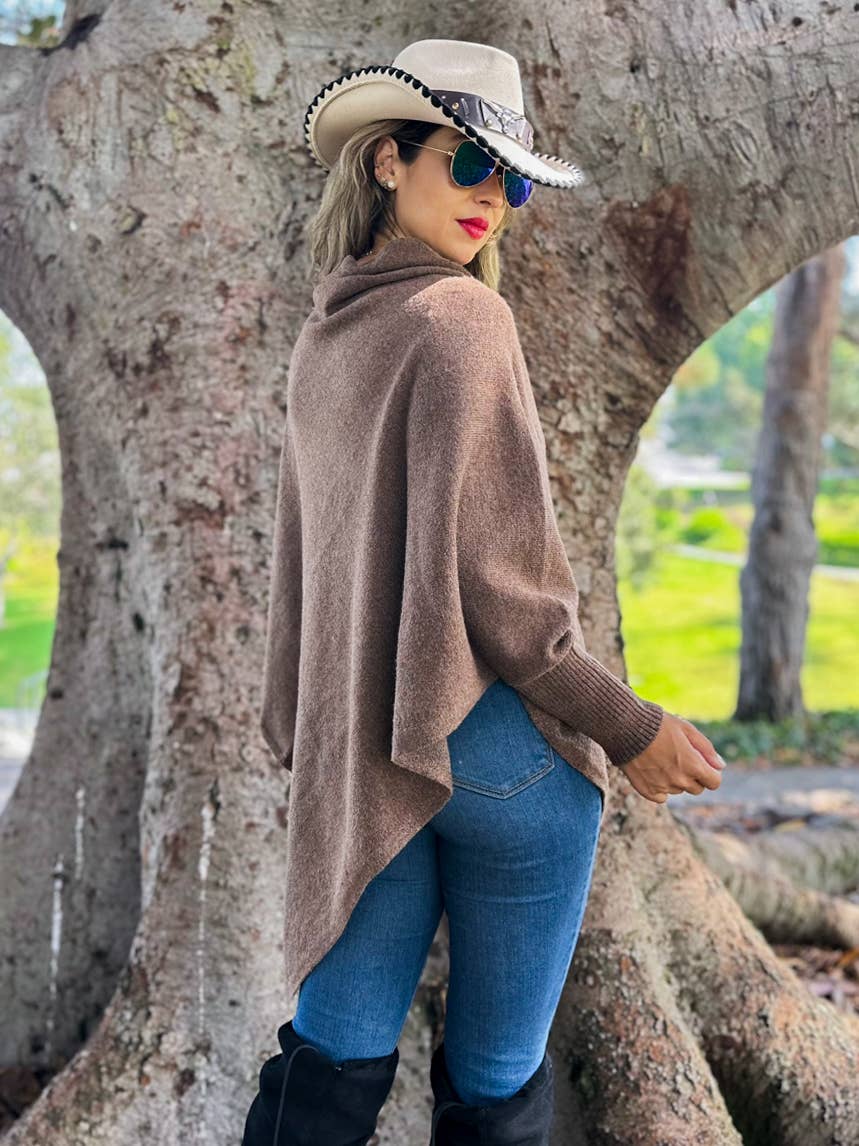 Lurex Knit Dolman Poncho Top