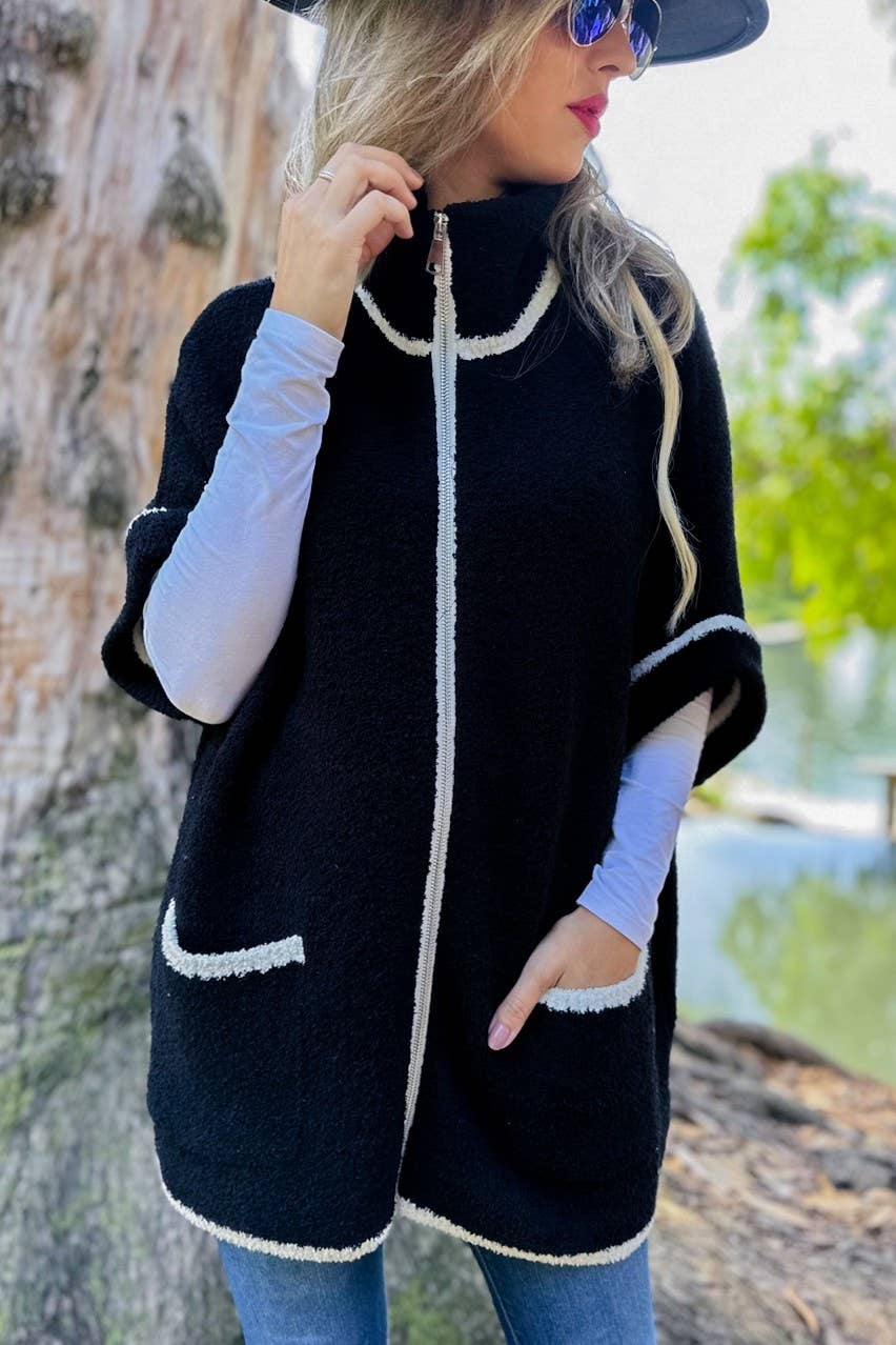 Zip-Up Knit Cardigan with Pockets