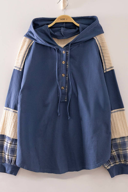 Plaid Contrast Hoodie Pullover