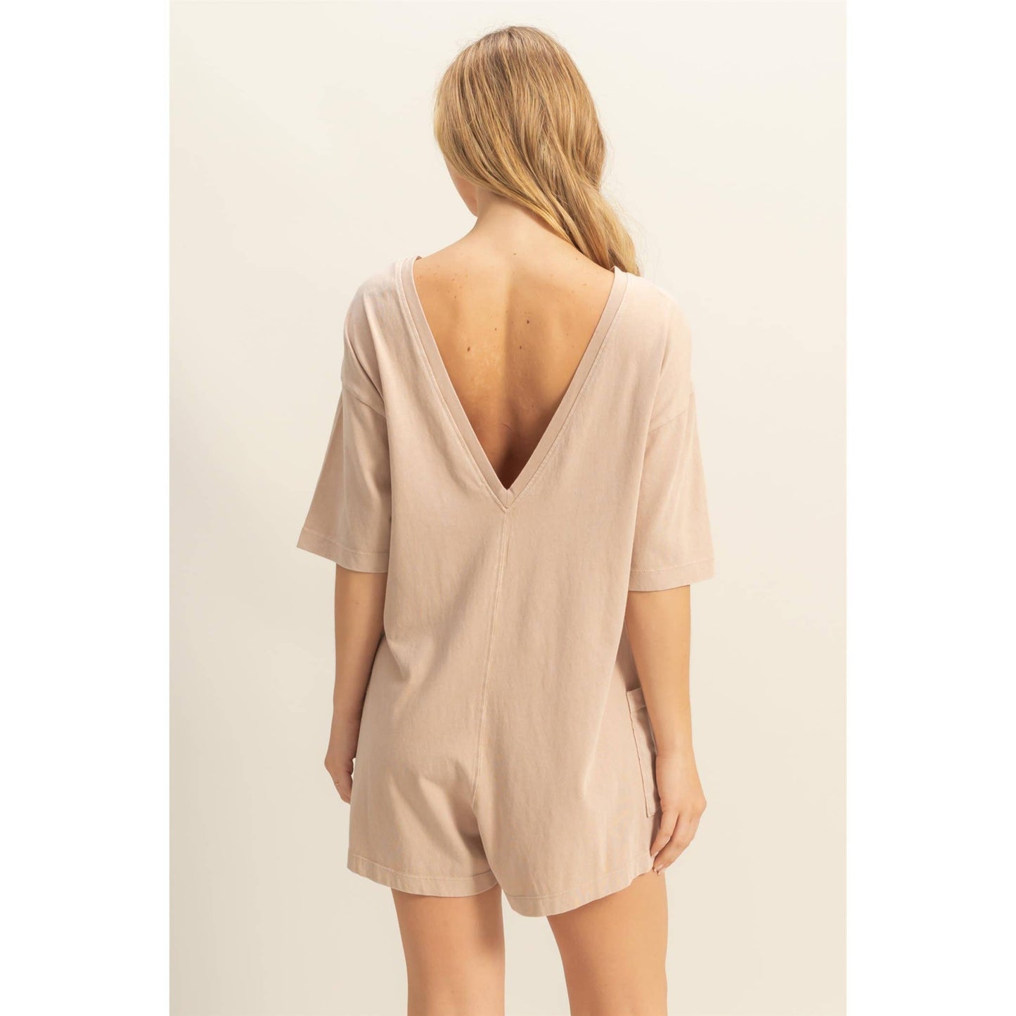 V-Back Short Sleeve Romper