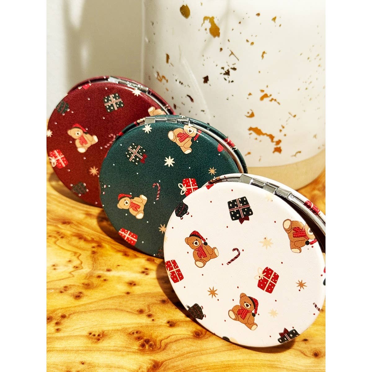 Christmas Santa Bear  Cosmetic Mirror