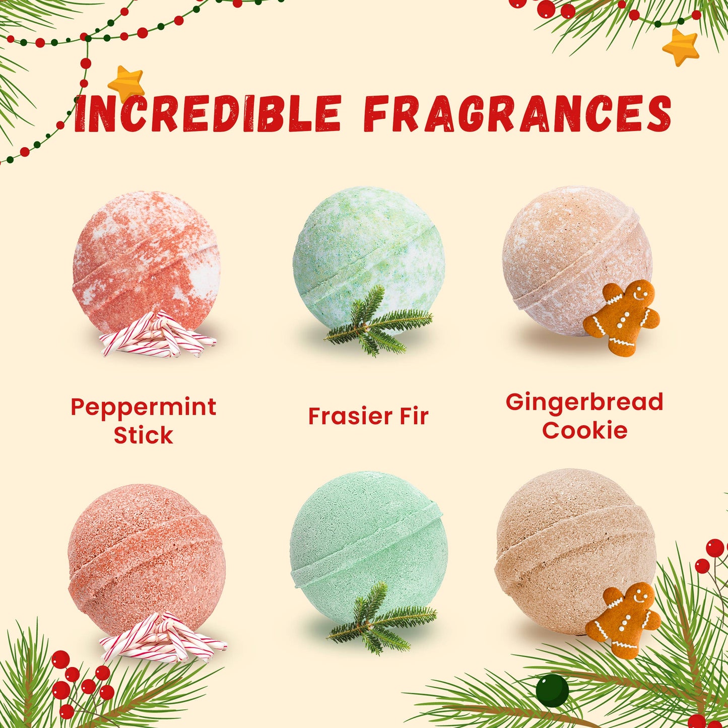 6 Christmas Bath Bombs for Kids with Toy Surprises