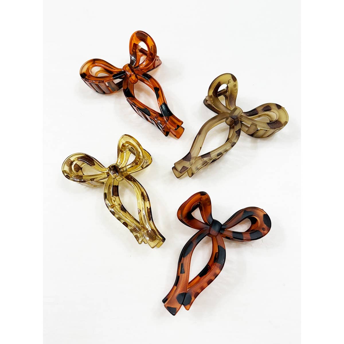 Matte and Glossy Leopard Bow Hair Clips