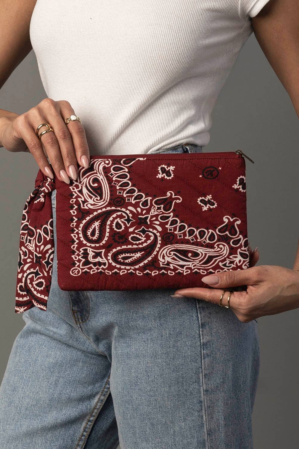 Burgundy Bandana Clutch