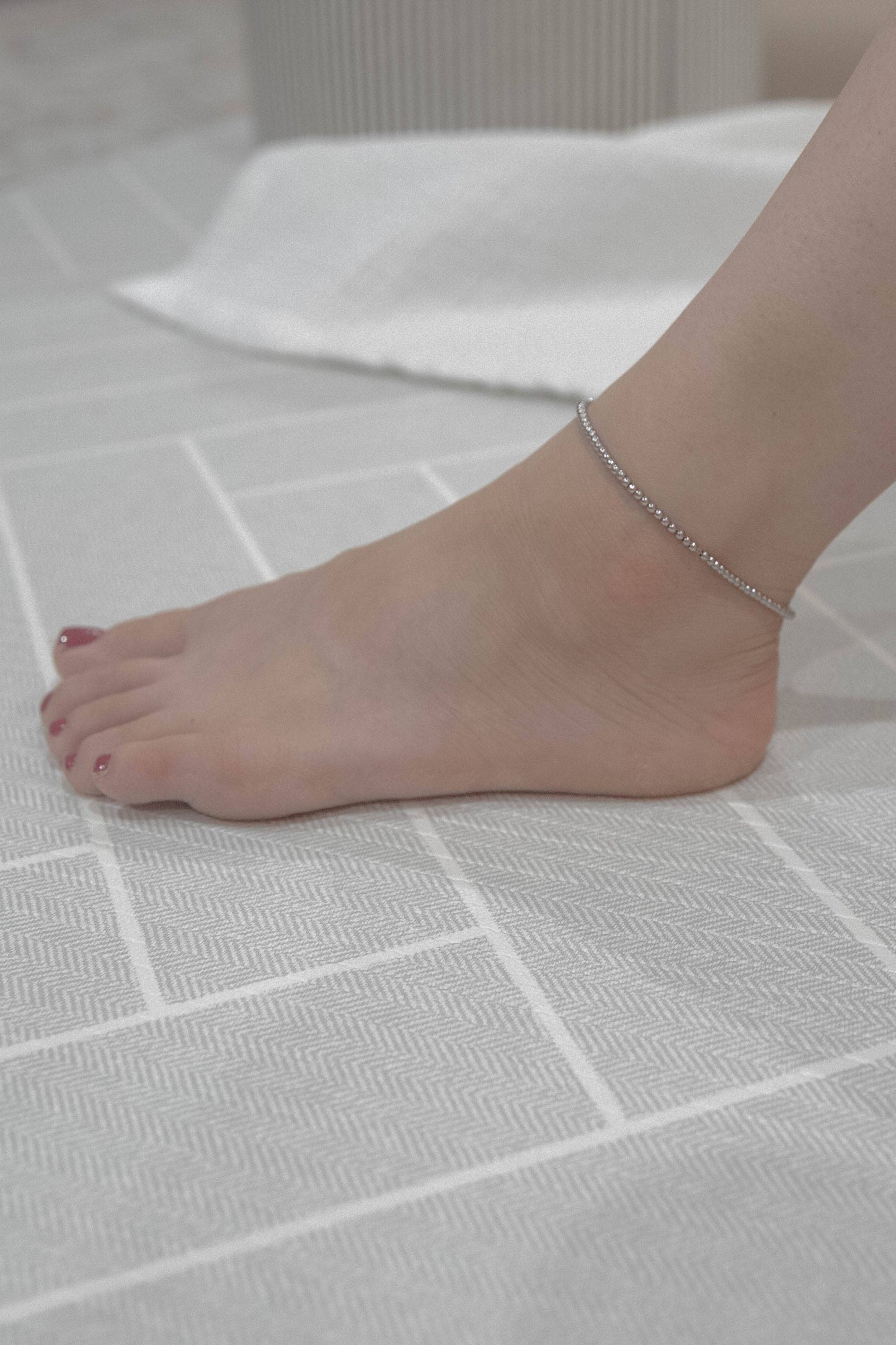 Micro Beaded Anklet | Silver