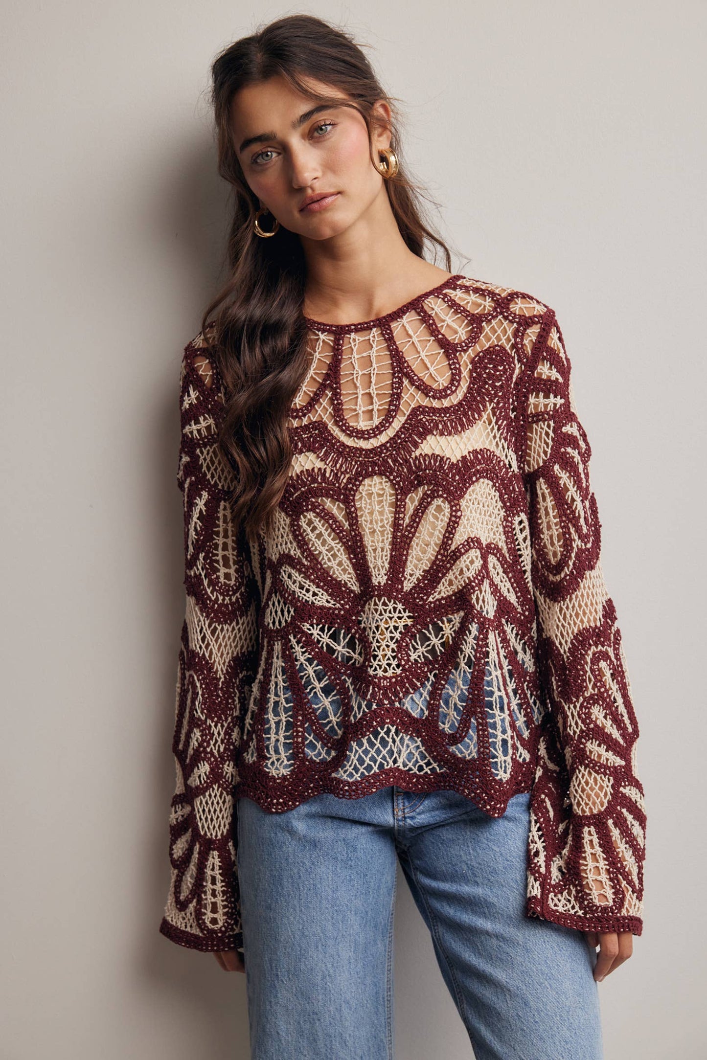Crochet Floral Pattern Sweater
