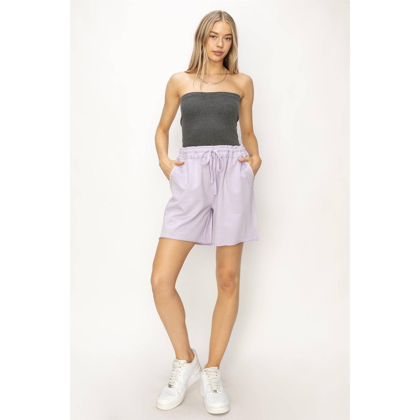 Mid Rise Drawstring Shorts