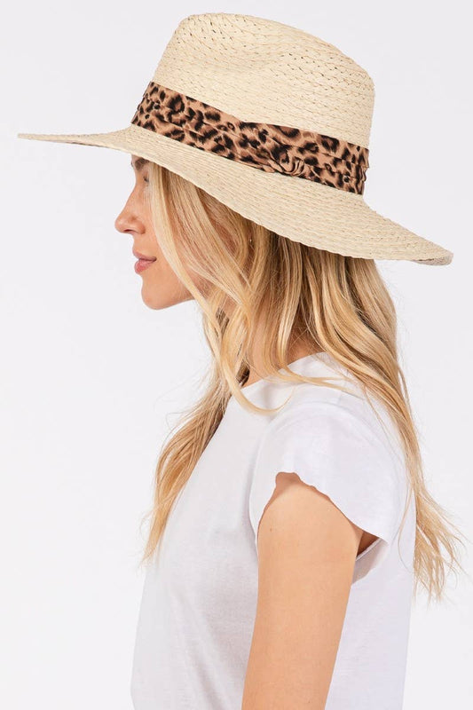 Leopard Band Straw Sun Hat
