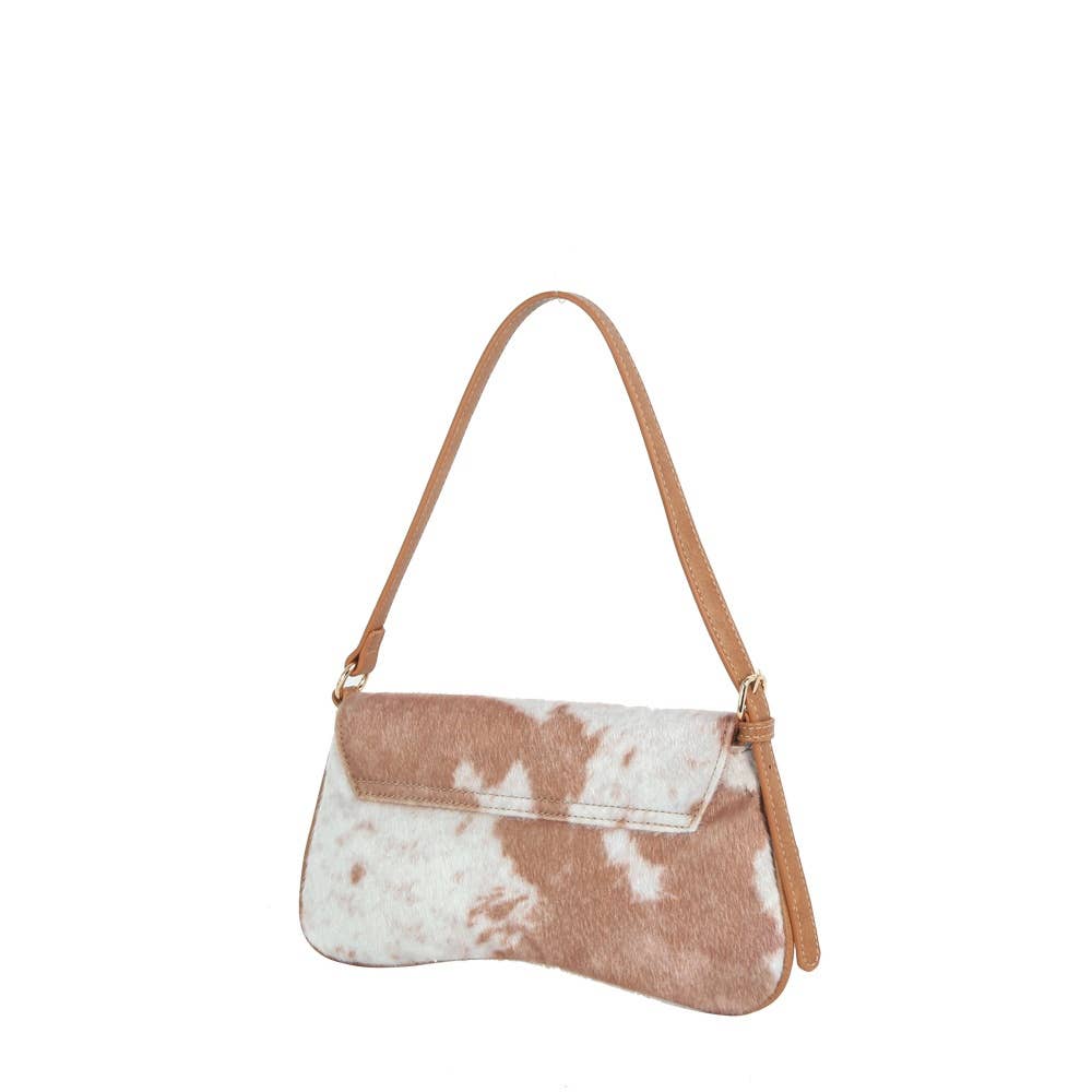 Cow Print Horsebit Flap Shoulder Bag