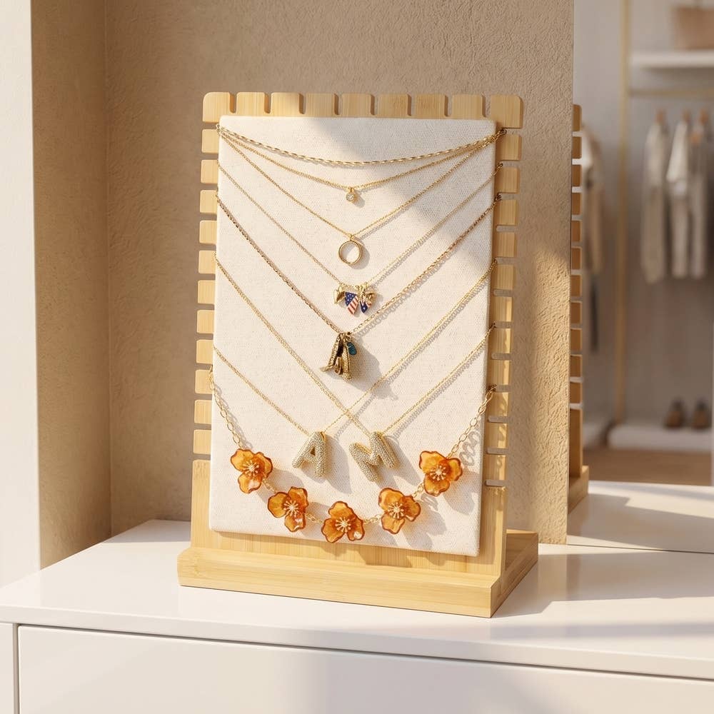 Multi Tier Bamboo Necklace Display Stand